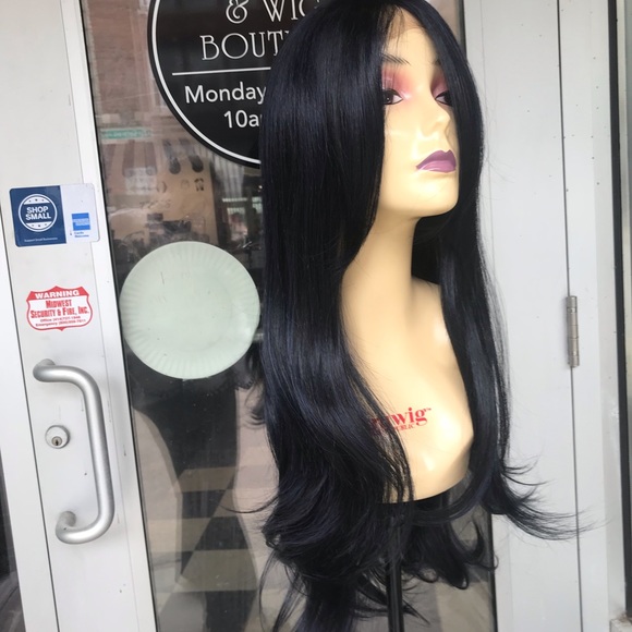 Blue black Wig Lacefront Swisslace Long Layers Wig
